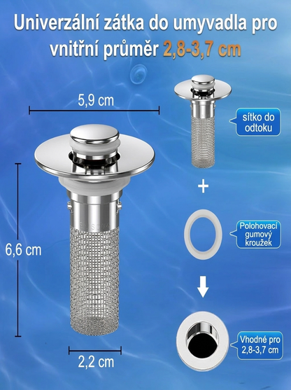 Rozměry univerzální zátky do umyvadla – vnitřní průměr 2,8–3,7 cm