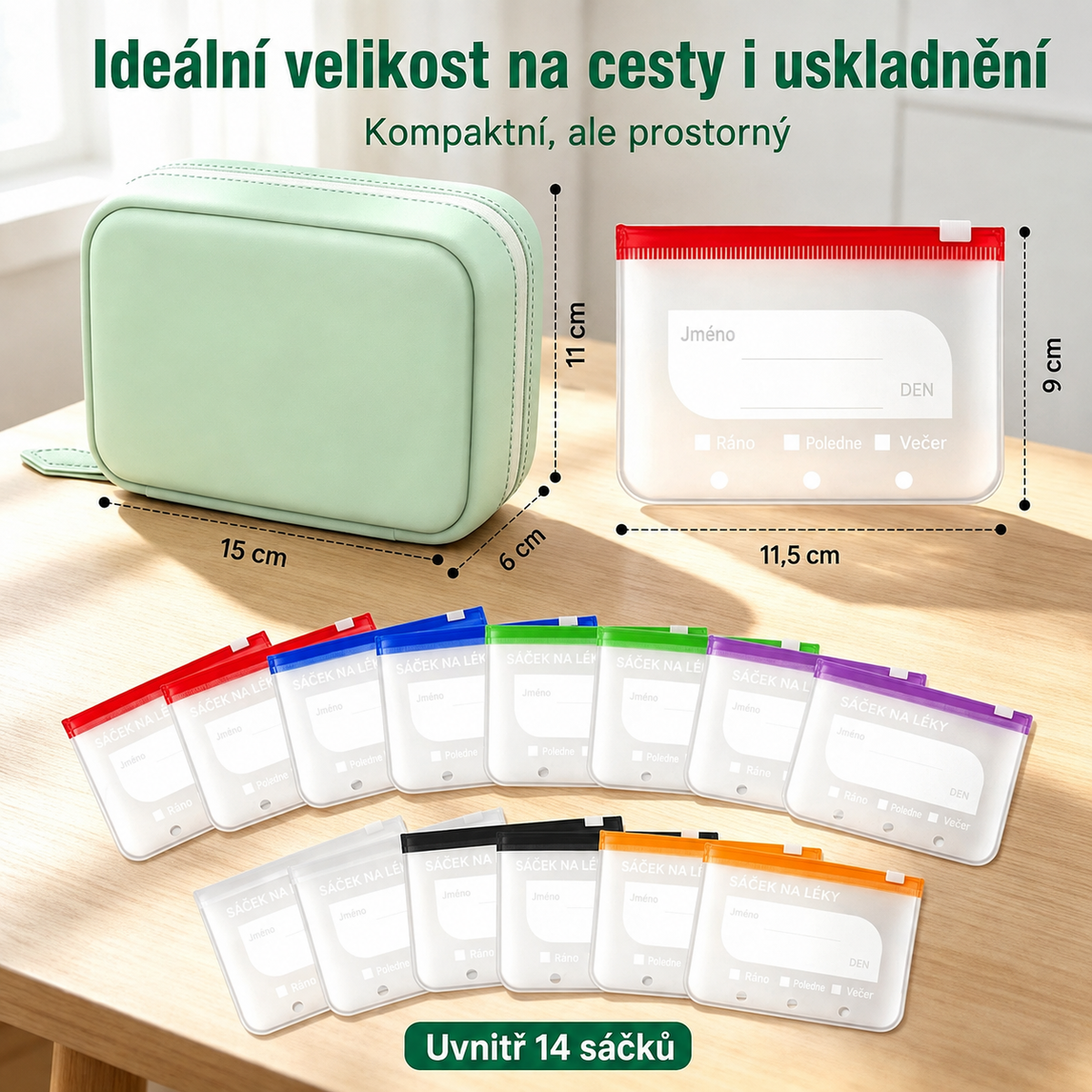 Viren™ – Organizér na léky a vitamíny (14 sáčků)